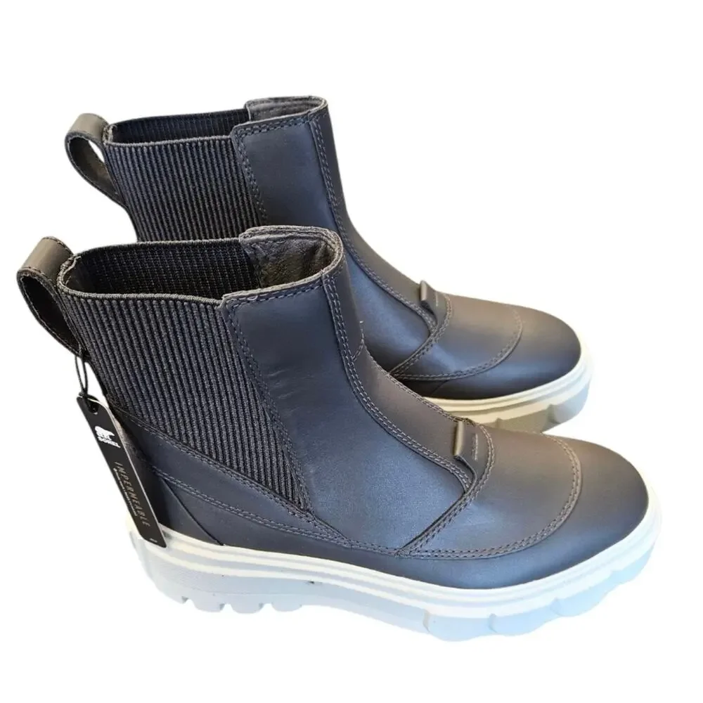 Sorel Black and White Platform Chelsea Ankle Boots